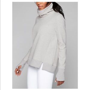 Athleta grey heather long sleeve funnel sweatshirt